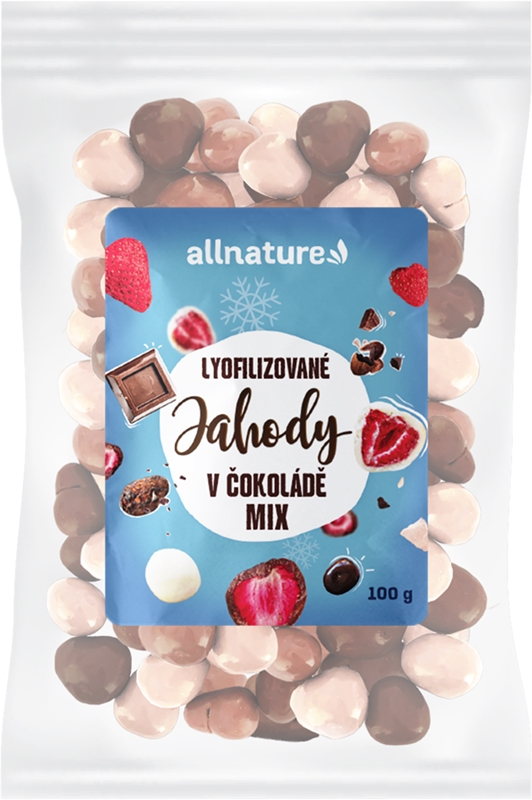 Allnature Lyofilizované jahody v čokoláde MIX mrazom sušené ovocie