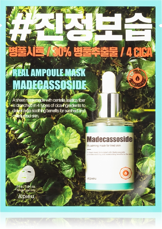 Apieu Madecassoside Real Ampoule Masque Apaisant En Tissu Pour Peaux