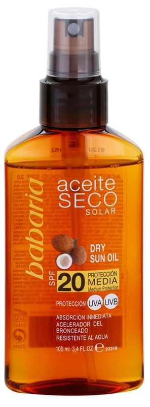 Babaria Sun Aceite Solar huile sèche solaire SPF 20 notino fr