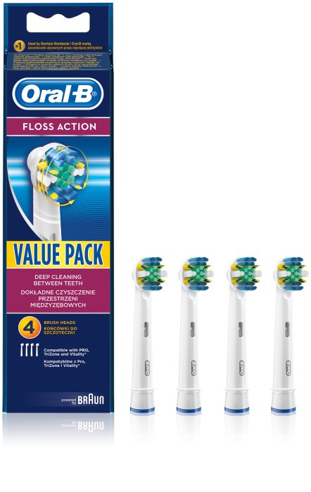 Oral B Floss Action EB 25 Replacement Heads For Toothbrush 4 Pcs