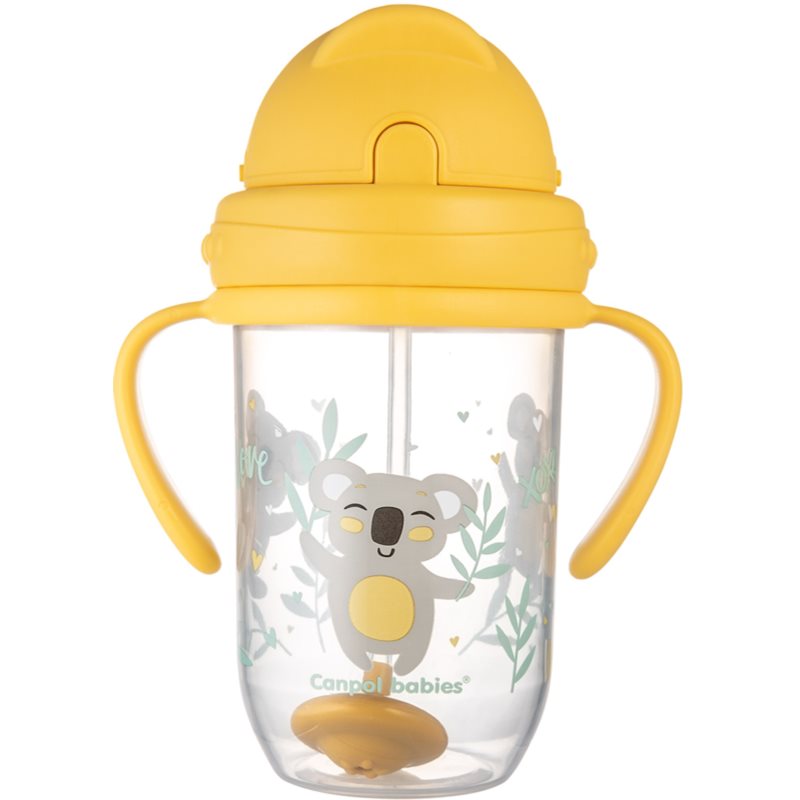 Canpol babies Exotic Animals Cup With Straw hrnček s rúrkou Yellow 270 ml