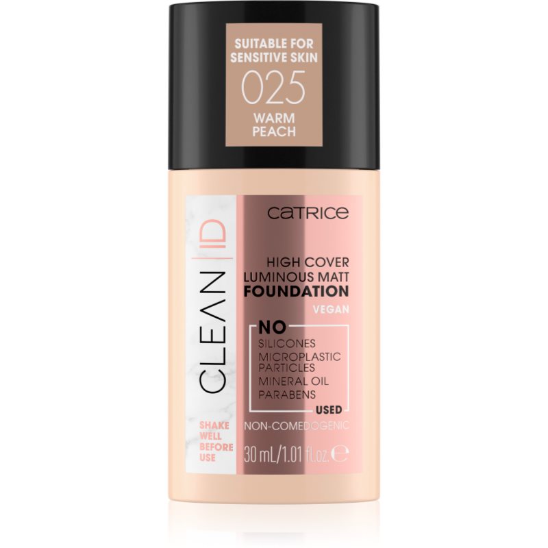 Catrice Clean ID High Cover Luminous Matt Тональний крем з матуючим ефектом відтінок 025 Warm Peach
Catrice Clean ID High Cover Luminous Matt Тональний крем з матуючим ефектом відтінок 025 Warm Peach