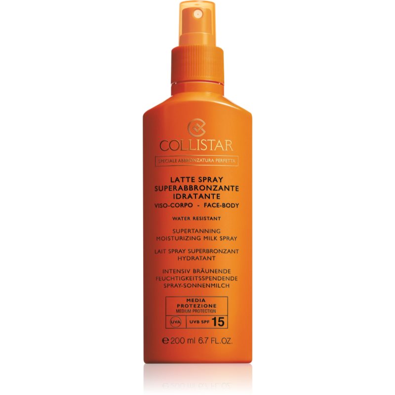 Collistar Special Perfect Tan Supertanning Moisturizing Milk Spray молочко для засмаги у формі спрею SPF 15
Collistar Special Perfect Tan Supertanning Moisturizing Milk Spray молочко для засмаги у формі спрею SPF 15
