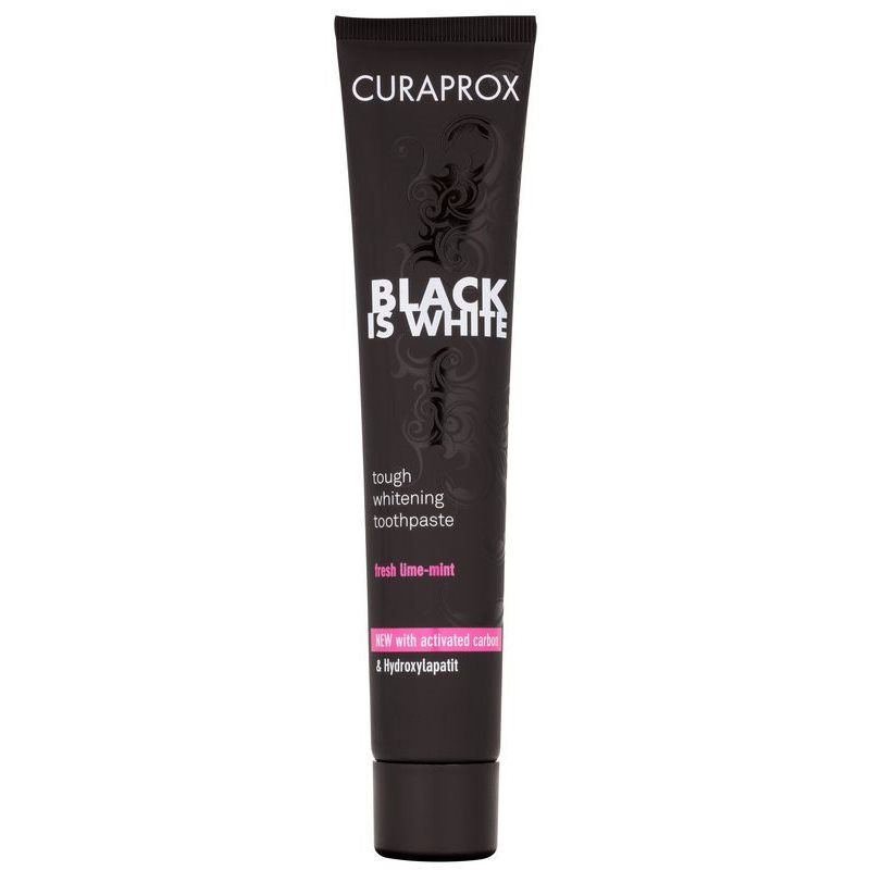 Curaprox Black is White відбілююча паста з активованим вугіллям та гідроксилапатитом присмак Fresh Lime-Mint
Curaprox Black is White відбілююча паста з активованим вугіллям та гідроксилапатитом присмак Fresh Lime-Mint