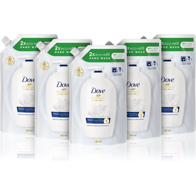 Dove Original рідке мило для рук 5 x 500 ml (вигідна упаковка) замінний блок
Dove Original рідке мило для рук 5 x 500 ml (вигідна упаковка) замінний блок