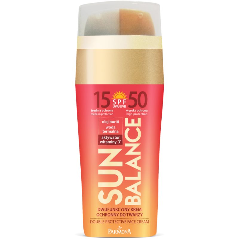 Farmona Sun Balance сонцезахисний крем для обличчя з подвійним захисним фактором SPF 15 & SPF 50
Farmona Sun Balance сонцезахисний крем для обличчя з подвійним захисним фактором SPF 15 & SPF 50