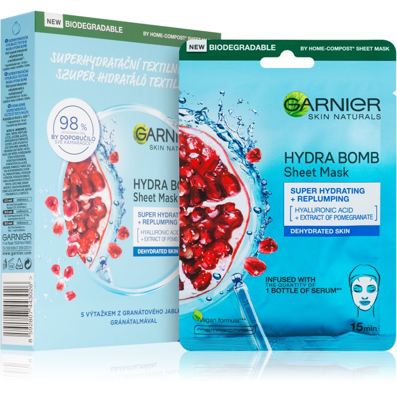 Garnier Skin Naturals Moisture+Aqua Bomb супер зволожуюча заповнююча текстильна маска для обличчя
Garnier Skin Naturals Moisture+Aqua Bomb супер зволожуюча заповнююча текстильна маска для обличчя