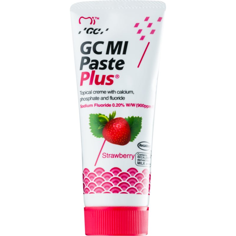 GC MI Paste Plus Strawberry ремінералізуючий захисний крем для чутливих зубів з фтором для професійного використання
GC MI Paste Plus Strawberry ремінералізуючий захисний крем для чутливих зубів з фтором для професійного використання