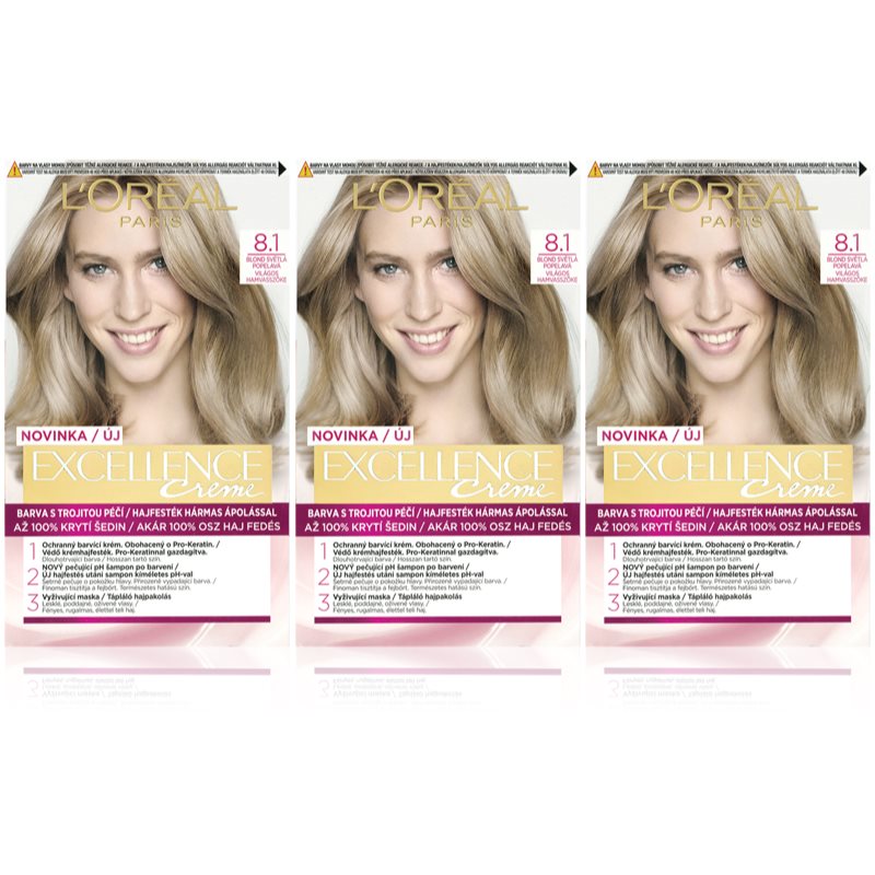 L’Oréal Paris Excellence Creme фарба для волосся 8.1 Ash Blonde (вигідна упаковка) відтінок
L’Oréal Paris Excellence Creme фарба для волосся 8.1 Ash Blonde (вигідна упаковка) відтінок