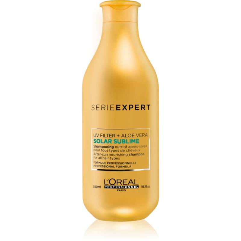 L’Oréal Professionnel Serie Expert Solar Sublime відновлюючий шампунь для волосся пошкодженого сонцем містить UV фільтр
L’Oréal Professionnel Serie Expert Solar Sublime відновлюючий шампунь для волосся пошкодженого сонцем містить UV фільтр
