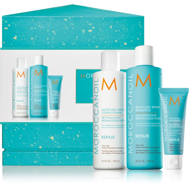Moroccanoil Repair подарунковий набір (для пошкодженного,хімічним вливом, волосся)
Moroccanoil Repair подарунковий набір (для пошкодженного,хімічним вливом, волосся)