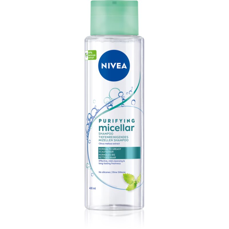 Nivea Micellar Shampoo освіжаючий міцелярний шампунь для нормального та жирного волосся без силікону
Nivea Micellar Shampoo освіжаючий міцелярний шампунь для нормального та жирного волосся без силікону