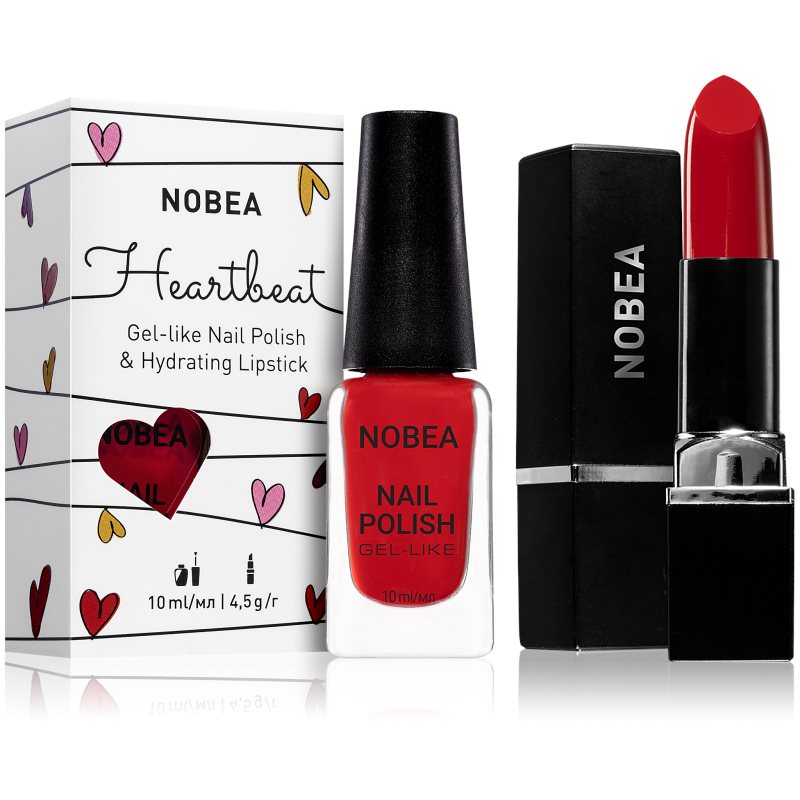 NOBEA Heartbeat набір лак для нігтів і зволожувальна помада Festive Red відтінок
NOBEA Heartbeat набір лак для нігтів і зволожувальна помада Festive Red відтінок