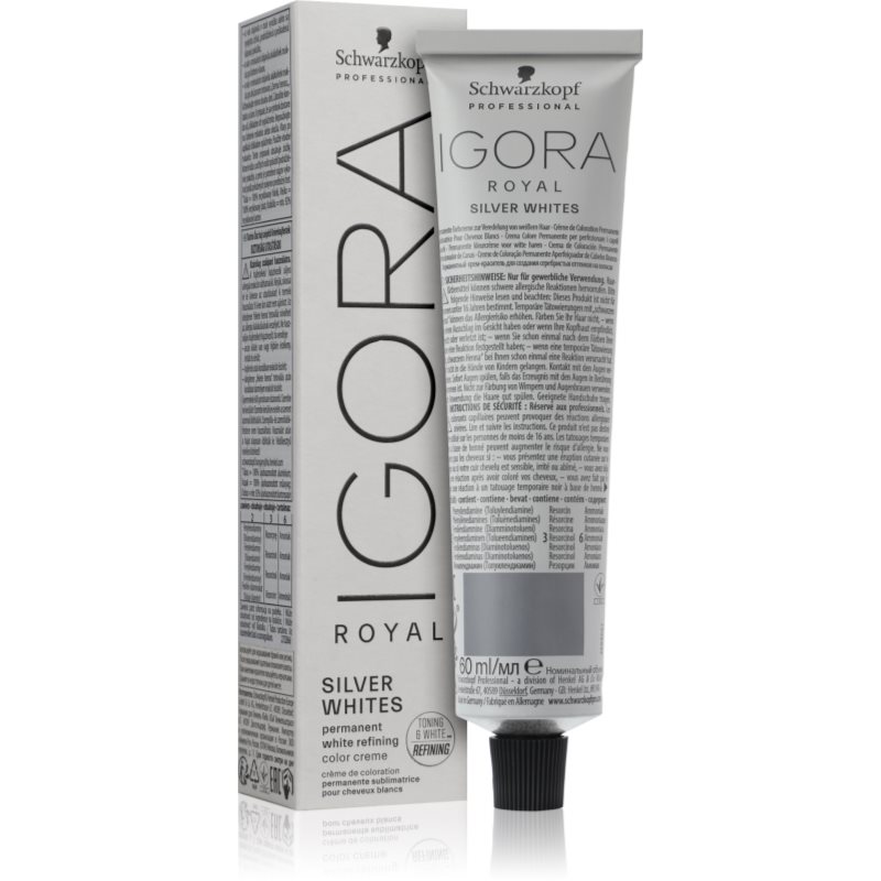 Schwarzkopf Professional IGORA Royal Absolutes SilverWhite тонуюча демі-перманентна фарба для сріблястого та блонд волосся відтінок Silver
Schwarzkopf Professional IGORA Royal Absolutes SilverWhite тонуюча демі-перманентна фарба для сріблястого та блонд волосся відтінок Silver