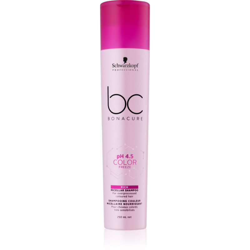 Schwarzkopf Professional BC Bonacure pH 4,5 Color Freeze міцелярний шампунь для фарбованого волосся
Schwarzkopf Professional BC Bonacure pH 4,5 Color Freeze міцелярний шампунь для фарбованого волосся