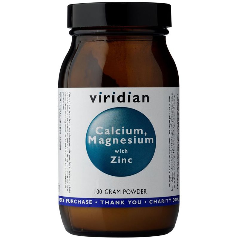 Viridian Nutrition Calcium, Magnesium with Zinc prášek na přípravu nápoje pro podporu zdraví kostí a zubů 100 g