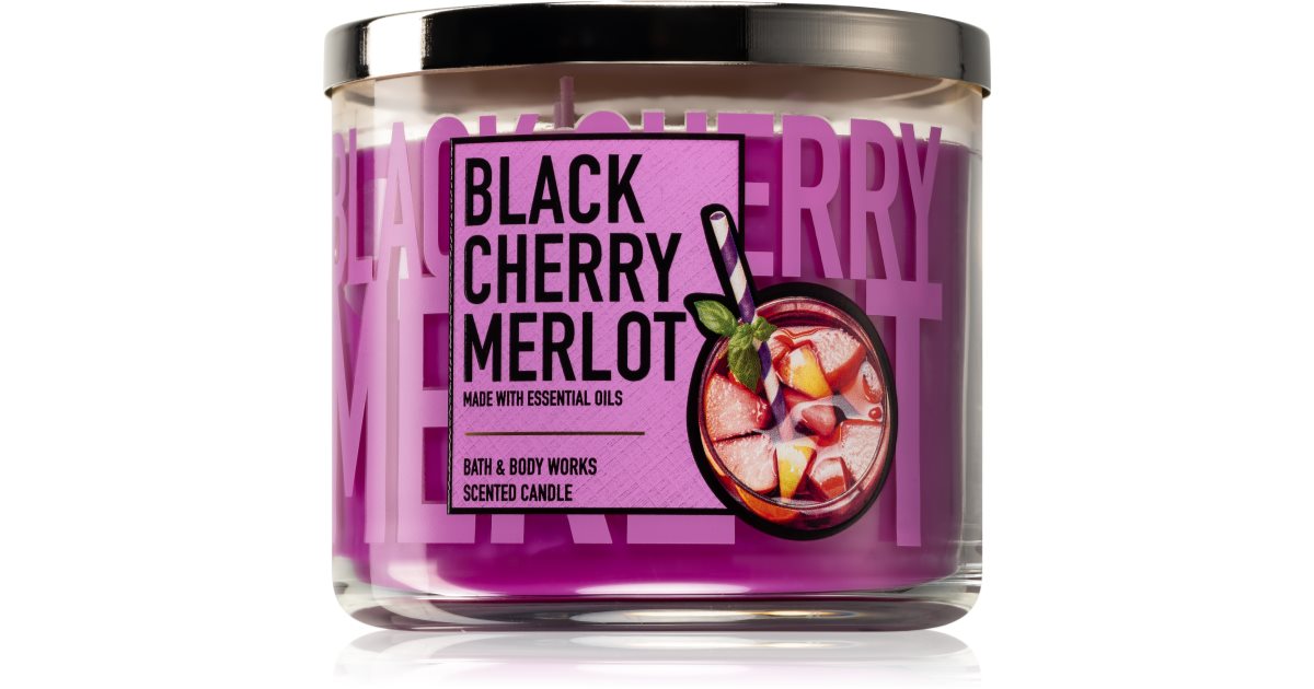 Bath Body Works Black Cherry Merlot Scented Candle With Essential