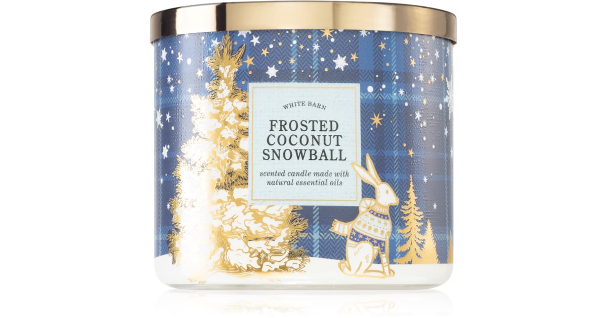 Bath Body Works Frosted Coconut Snowball Candela Profumata Con Oli