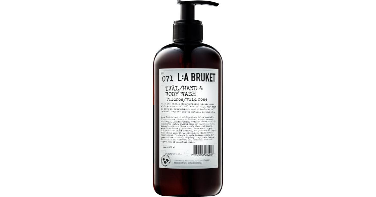 L A Bruket Body Sapone Liquido Alla Rosa Selvatica Per Mani E Corpo