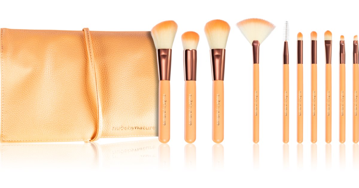 Nude By Nature Luxe 10 Piece Brush Set Kit De Pinceaux Avec Pochette