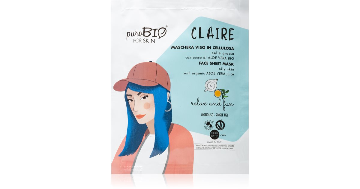 Purobio Cosmetics Claire Relax And Fun Mascarilla Hoja Con Efecto