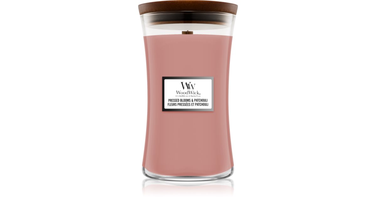 Woodwick Pressed Blooms Patchouli Vela Perfumada Con Mecha De Madera