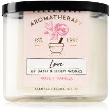 bath and body works love rose vanilla candle