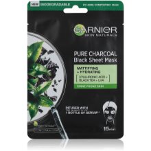 twee weken kant Aan het water Garnier Skin Naturals Pure Charcoal czarna maska tekstylna z ekstraktem z  czarnej herbaty