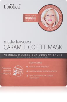 L’biotica Masks Caramel Coffee plátýnková maska s osvěžujícím účinkem