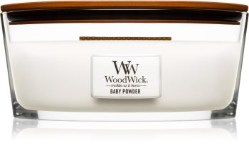 Woodwick Baby Powder vonná sviečka s dreveným knotom (hearthwick)