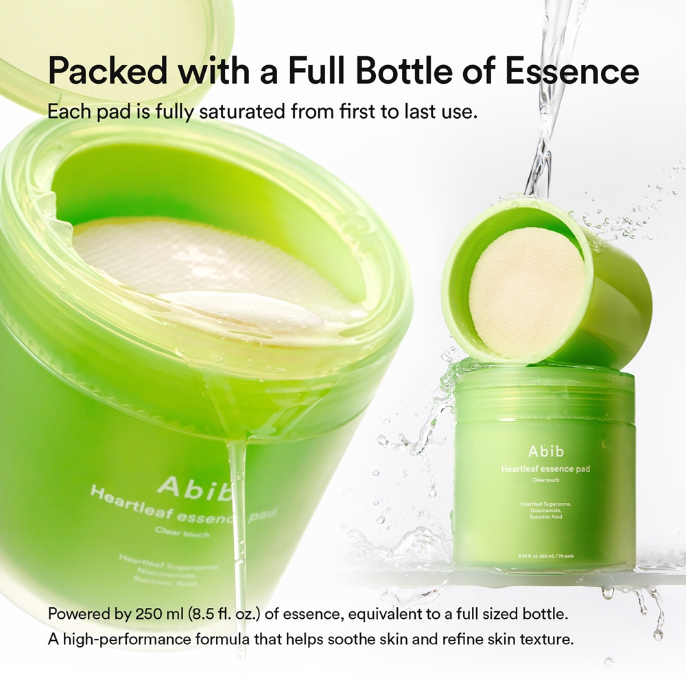 Пэды для лица Abib Heartleaf Clear Touch Essence Pad с эссенцией, успокаивающие, 70 шт — фото 6