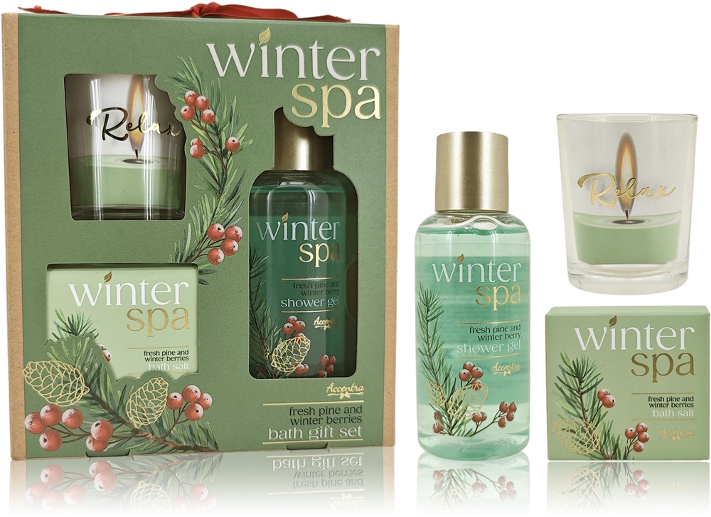 Подарочный набор Accentra Winter Spa Gift Set, гель для душа, соль для ванны и подсвечник