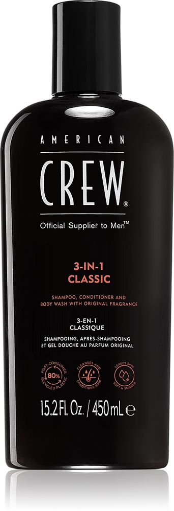 Шампунь, кондиционер и гель для душа 3 в 1 American Crew Hair Body 3-IN-1 мужской, с экстрактом шалфея, 450 мл