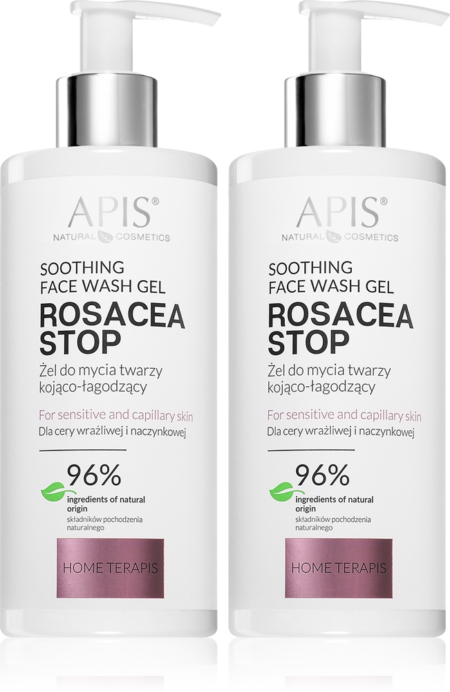 Набор для лица Apis Natural Cosmetics Rosacea-Stop гель для умывания успокаивающий, 2 упаковки по 300 мл