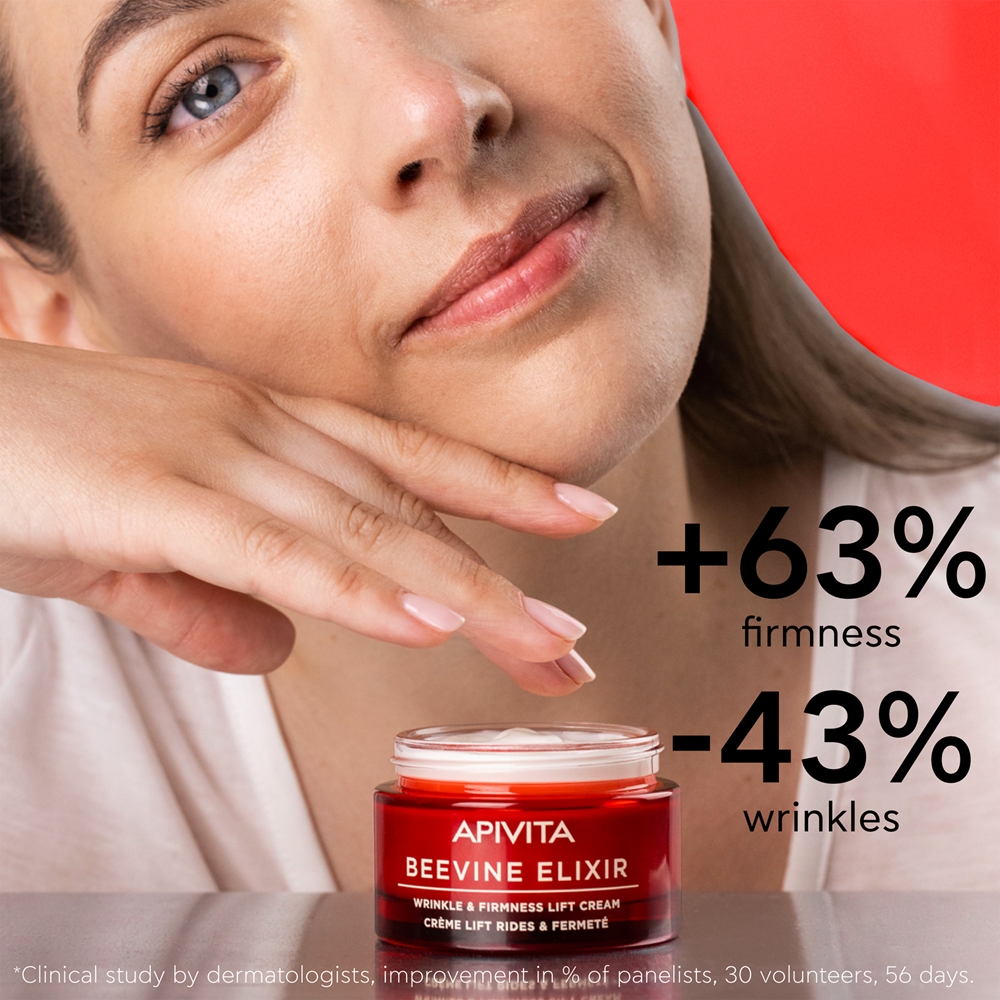 Набор для лица Apivita Beevine Elixir Collagen Reboot, лифтинг-крем 50 мл, лифтинг-сыворотка 10 мл и крем для глаз и губ 5 мл — фото 3