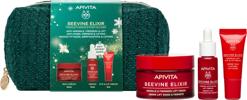 Набор для лица Apivita Beevine Elixir, лифтинг-крем 50 мл, лифтинг-сыворотка 10 мл и крем для глаз и губ 5 мл