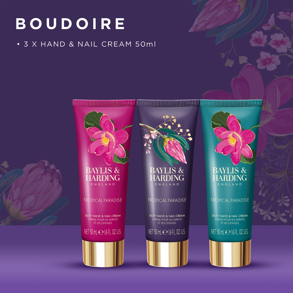 Baylis & Harding Boudoire Tropical Paradise - Набор кремов для рук Baylis Harding Boudoire Tropical Paradise Luxury Hand Treats, 3 х 50 мл — фото 2