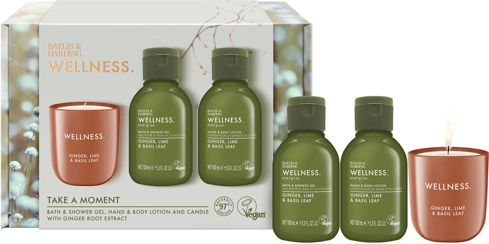 Baylis & Harding Wellness. Energise - Подарочный набор для тела Baylis Harding Wellness. Energise Take A Moment, со свечой