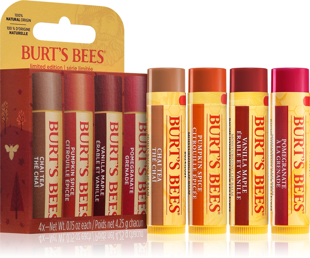 Набор бальзамов для губ Burt’s Bees Fall Four Pack, четыре вкуса, лимитированный выпуск