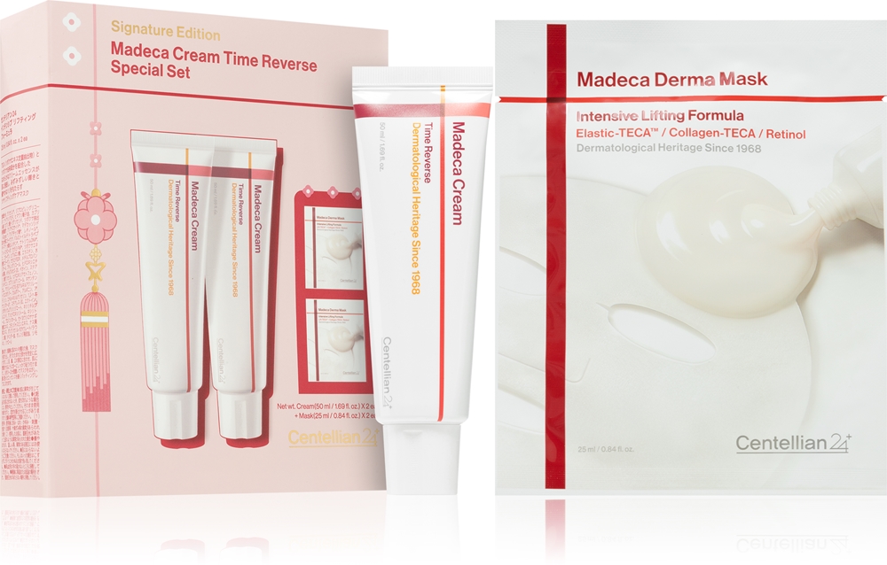 Набор для ухода за лицом Centellian24 Madeca Cream Time Reverse Signature Edition: крем и тканевые маски