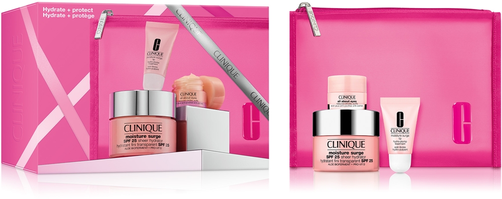 Подарочный набор Clinique Holiday Hydrate + Protect Set с дневным кремом SPF 25, бальзамом для губ и кремом для глаз
