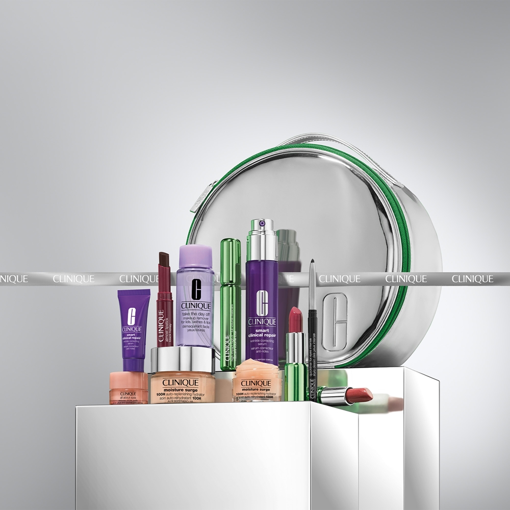 Подарочный набор Clinique Holiday Super Sampler Set для ухода и макияжа, с косметичкой — фото 2
