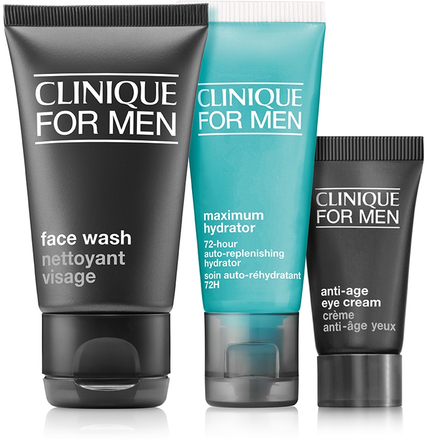 Набор для ухода за кожей мужчин Clinique Mini Kit Great Skin On The Go гель для умывания, гель-крем, крем для век, 30 мл + 15 мл + 7 мл — фото 2