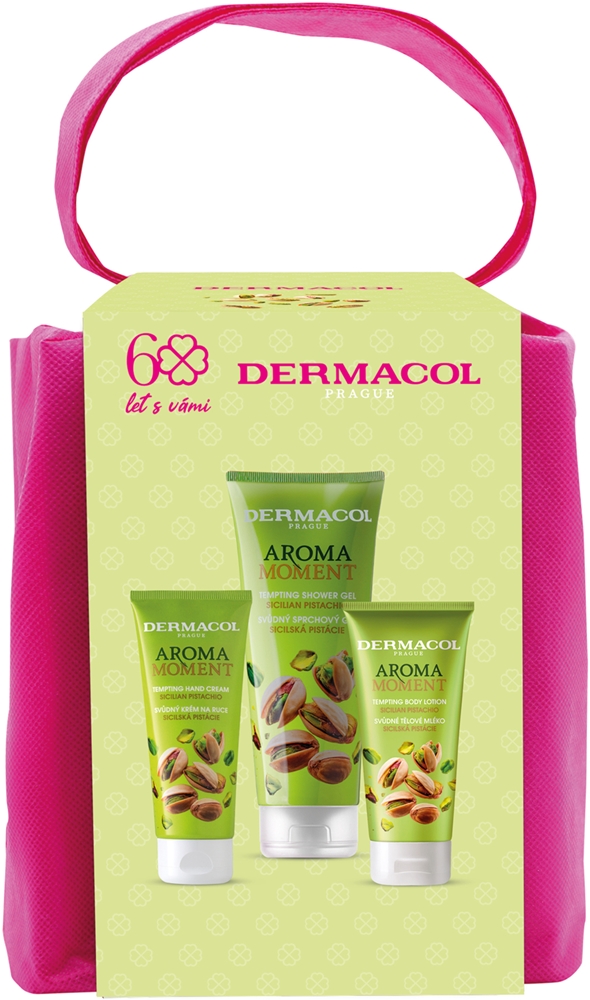 Набор косметики для тела Dermacol Aroma Moment Sicilian Pistachio подарочный, с кремом для рук, гелем для душа и молочком