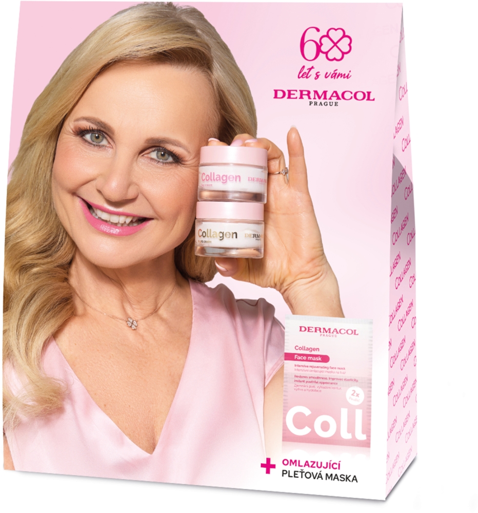 Набор для ухода за лицом Dermacol Collagen подарочный, с коллагеном, маска, дневной и ночной крем