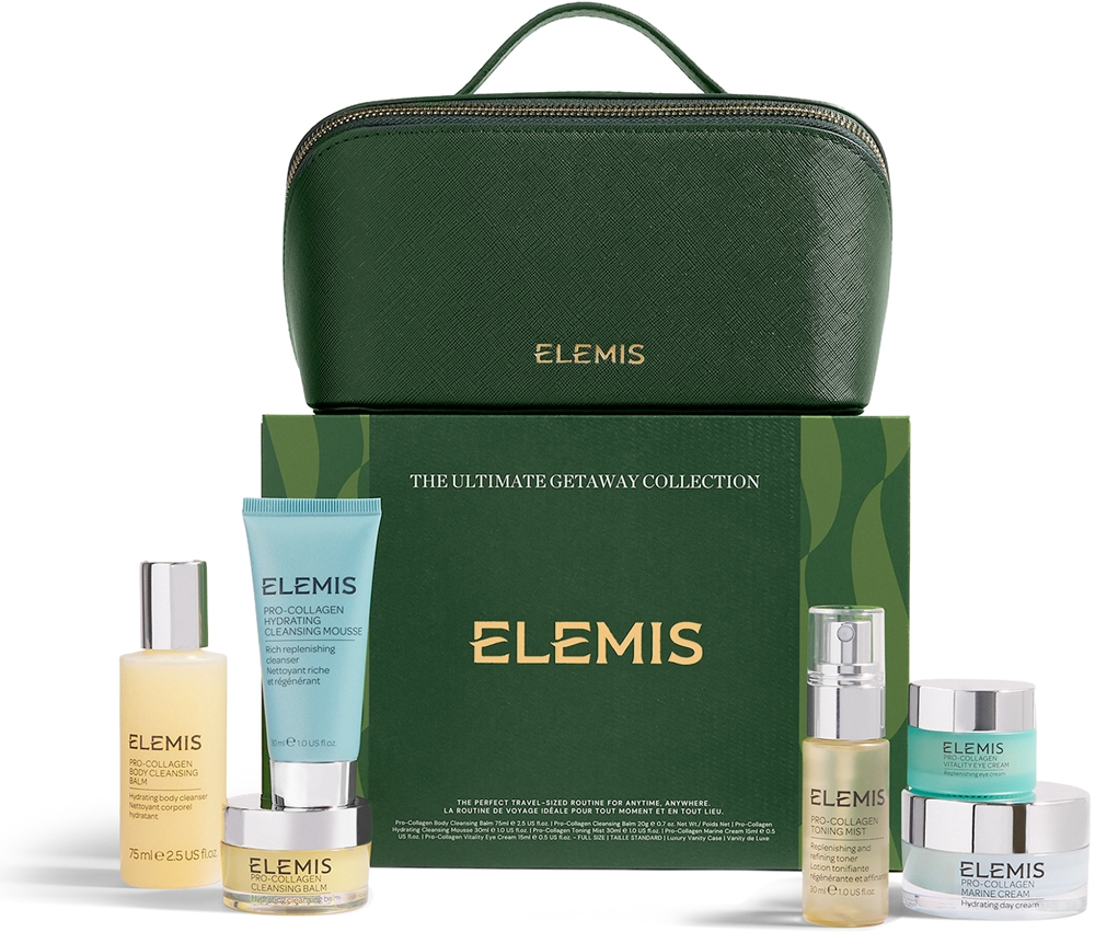 Набор косметики Elemis The Ultimate Getaway Collection с очищающими средствами, кремами и косметичкой