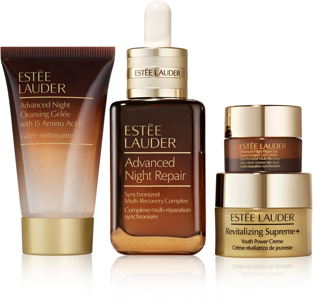 Estée Lauder Holiday Nightly Renewal - Набор косметики для лица Estee Lauder Holiday Nightly Renewal с сывороткой, гелем для умывания, дневным кремом и кремом для век, 1 шт