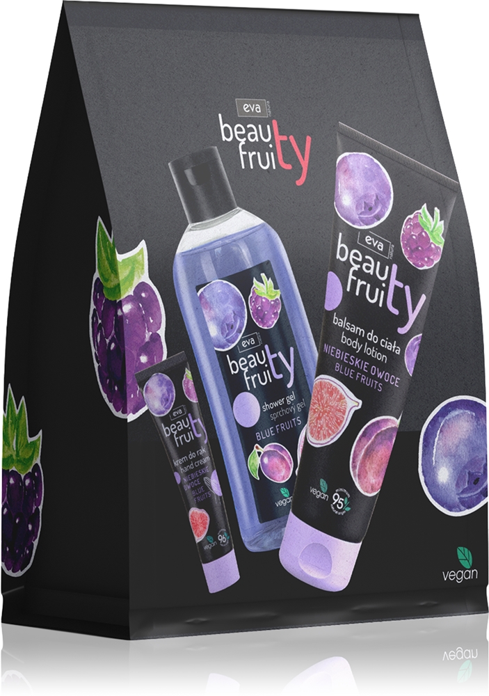 Набор для ухода за телом Eva Natura Beauty Fruity Blue Fruits молочко, гель для душа и крем для рук, 1 шт
