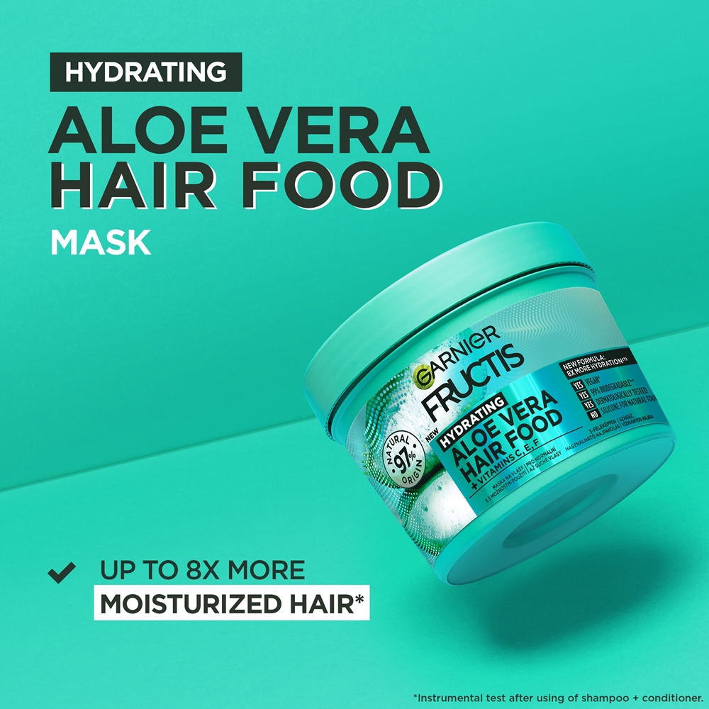 Garnier Fructis Hair Food Aloe Vera Pflege - 350 Ml, Für Trockenes Haar, 98% Natürliche Inhaltsstoffe, Vegan