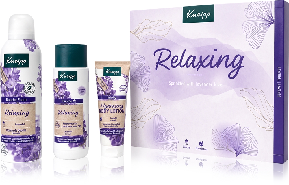 Набор подарочный для тела Kneipp Relaxing: пенка для душа, гель для душа и молочко для тела